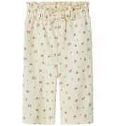 Name It Bukser - NbfJannis - Bleached Sand m. Blomster